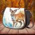 Beautiful deer watercolor splashes saddle bag