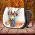 Beautiful deer watercolor splashes saddle bag