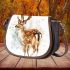 Beautiful deer watercolor splashes of paint saddle bag