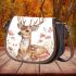 Beautiful deer with a floral wreath on its horns saddle bag