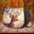Beautiful deer with white flowers on its antlers saddle bag