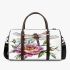 Beautiful elegant colorful dragonfly with pink peonies 3d travel bag