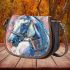 Beautiful hand drawn oil pastel painting of an dressage horse saddle bag