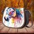 Beautiful horse with head feathers saddle bag