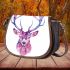 Beautiful male deer with antlers depicted saddle bag