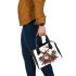 Beautiful realistic deer with flowers and christmas elements shoulder handbag