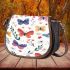 Beautiful spring pattern with butterflies and flowers saddle bag