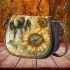 Beautiful vintage illustration of a bumblebee on sunflowers 3d saddle bag