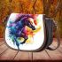 Beautiful watercolor colorful horse saddle bag