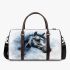 Beautiful watercolor grey horse portrait 3d travel bag