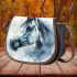 Beautiful watercolor grey horse portrait saddle bag