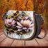 Bee on honeycomb pink and gold lotus flowers 3d saddle bag