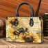 Bee on sunflowers old writing small handbag