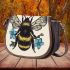 Bee with a blue flower on its back 3d saddle bag