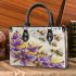 bees flying to musical notes and purple leafs in the summer Small Handbag