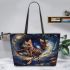 Bengal Cat in Celestial Realms Leather Tote Bag