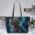Bengal Cat in Cybernetic Enhancements 1 Leather Tote Bag