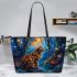 Bengal Cat in Magical Forests 1 Leather Tote Bag