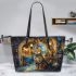 Bengal Cat in Magical Marketplaces 1 Leather Tote Bag