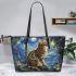 Bengal Cat in Mythical Realms 1 Leather Tote Bag