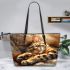 Bengal Cat in Relaxing Moments 2 Leather Tote Bag