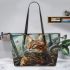 Bengal Cat in Steampunk Settings 2 Leather Tote Bag