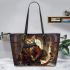 Bengal Cat in Time Traveling Escapades 1 Leather Tote Bag