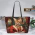 Bengal Cat in Timeless Elegance 2 Leather Tote Bag