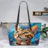 Bengal Cat Portraits with a Twist 1 Leather Tote Bag