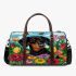 Black and tan dachshund dog surrounded by colorful tulips 3d travel bag