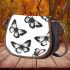 Black and white butterfly pattern with pink accents saddle bag