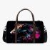 Black background with a colorful horse 3d travel bag