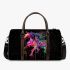 Black background with a colorful horse 3d travel bag