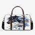 Black horse head with white rose and blue flowers 3d travel bag