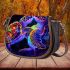 Black light poster of two rainbow sea turtles kissing saddle bag