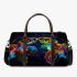 Black light poster of two rainbow sea turtles kissing 3d travel bag