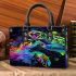 Blacklight poster of two rainbow sea turtles small handbag