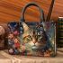 Blooming feline serenity Chic Stylish Small Handbag & Women Totes: Perfect Gift for Girlfriend | Crossbody, Purse, Handbag