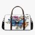 Blue butterfly surrounded by roses and flowers 3d travel bag
