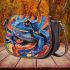 Blue frog with rainbow stripes saddle bag