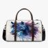 Blue horse painted in watercolor 3d travel bag