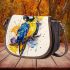 Blue macaw abstract design in the style saddle bag