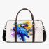 Blue macaw in the style of abstract watercolor 3d travel bag