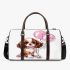 Brown and white king charles spaniel puppy with pink balloons 3d travel bag