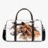 Brown horse with white and black feathers on its head 3d travel bag