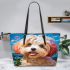 Bubbly bichon bliss leather tote bag