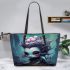 Bubbly mermaid charm leather tote bag