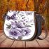 Butterflies and purple flowers saddle bag