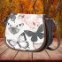 Butterflies pattern pastel pink blush beige grey charcoal saddle bag