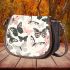 Butterflies pattern pastel pink blush beige grey charcoal saddle bag